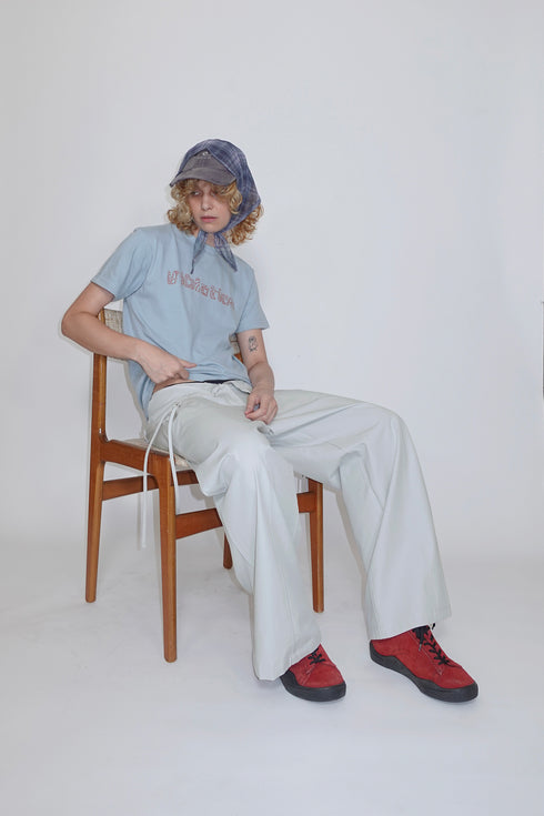 DRAW CODE SPIRAL BUTTON PANTS -ICE GRAY-